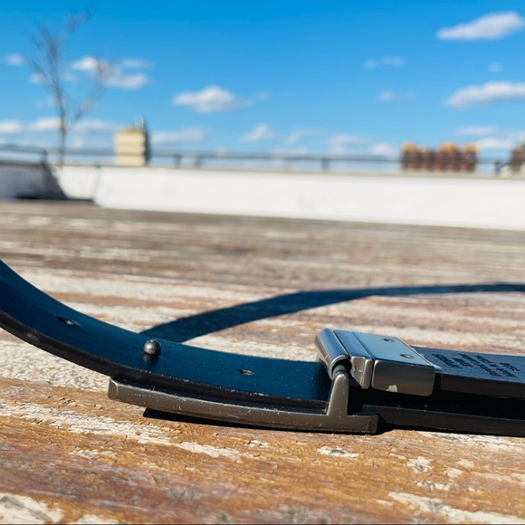 PERRY ELLIS Belt 2-Side Bonded Leather Rectangulat Plate Buckle Brown BLACK - Picture 10 of 15